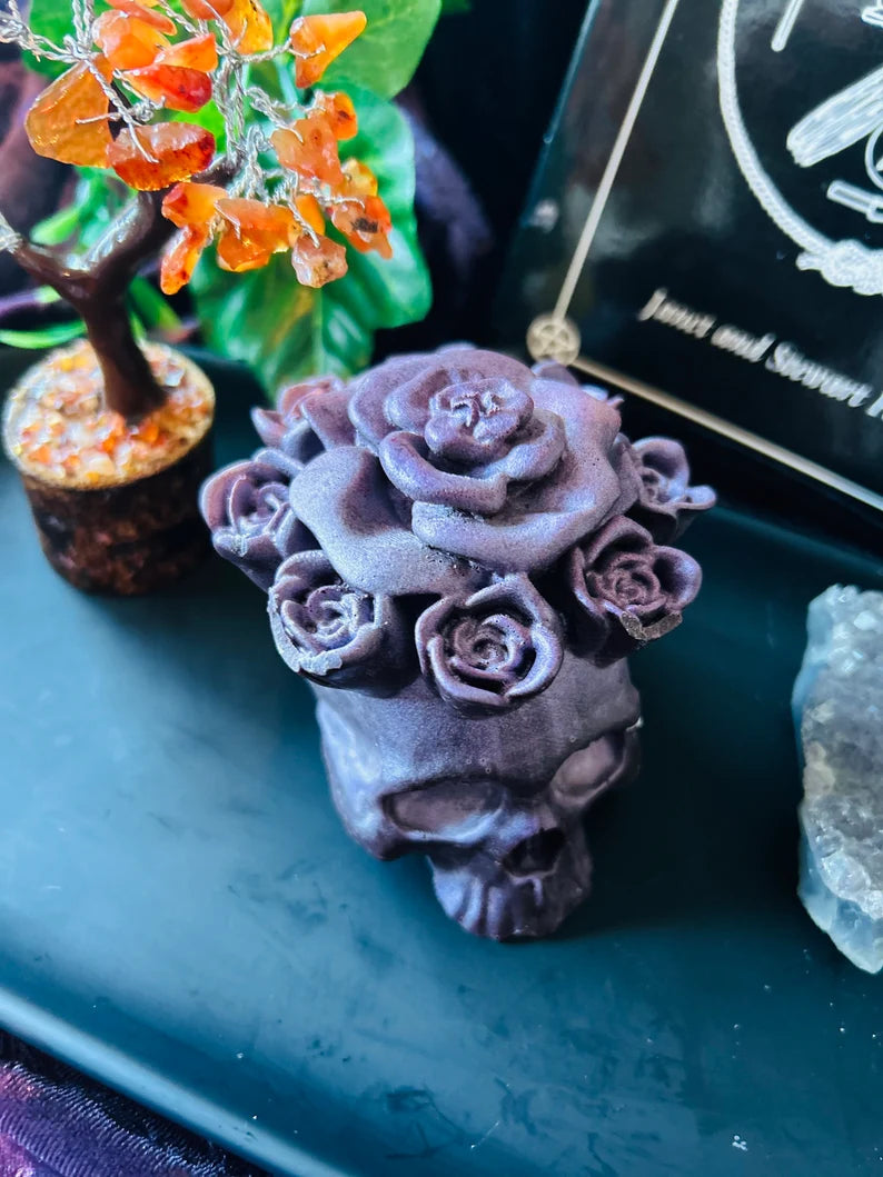 Rose Skull Candle