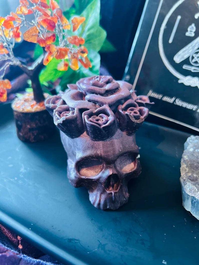 Rose Skull Candle