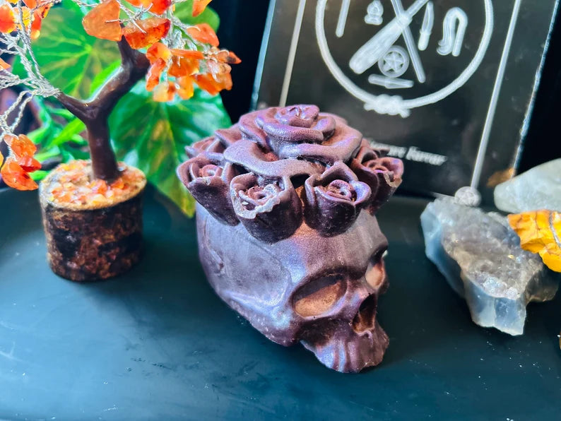 Rose Skull Candle